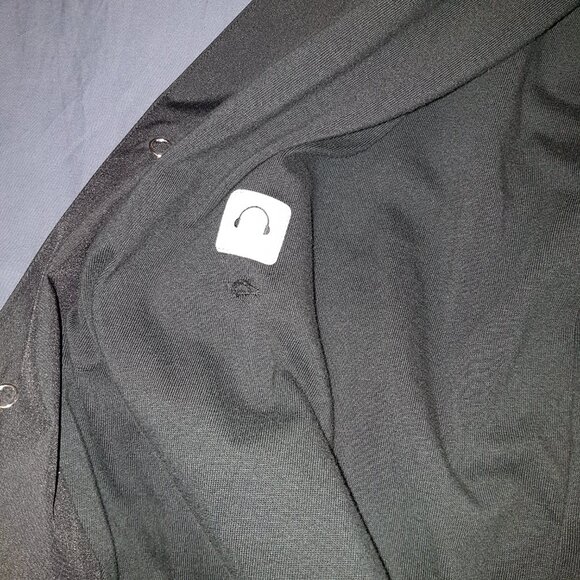 Jordan Letterman Button Up Varsity Hoodie 2 Tone Black Fleece + Poly Body XL - Picture 12 of 16